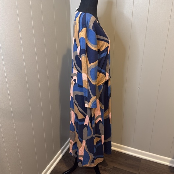 Boden Women’s 16L/Extra Large Midi Dress Long Sleeve Wrap Retro Pattern - Picture 3 of 6